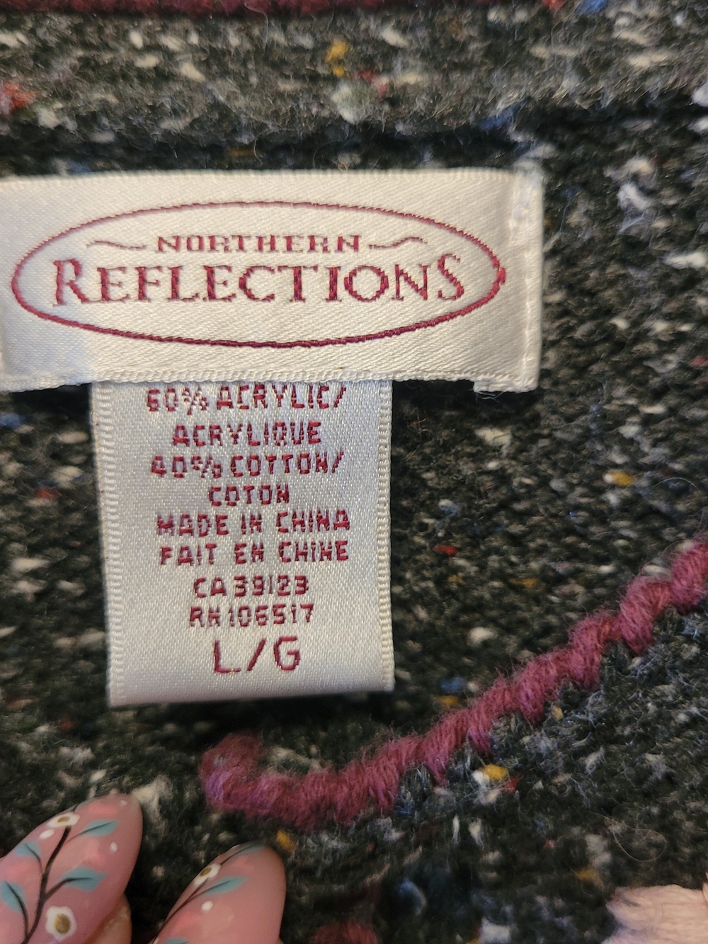 Vintage Northern Reflections Floral Embroidered Cardigan Sweater L Grandmacore - Picture 5 of 8
